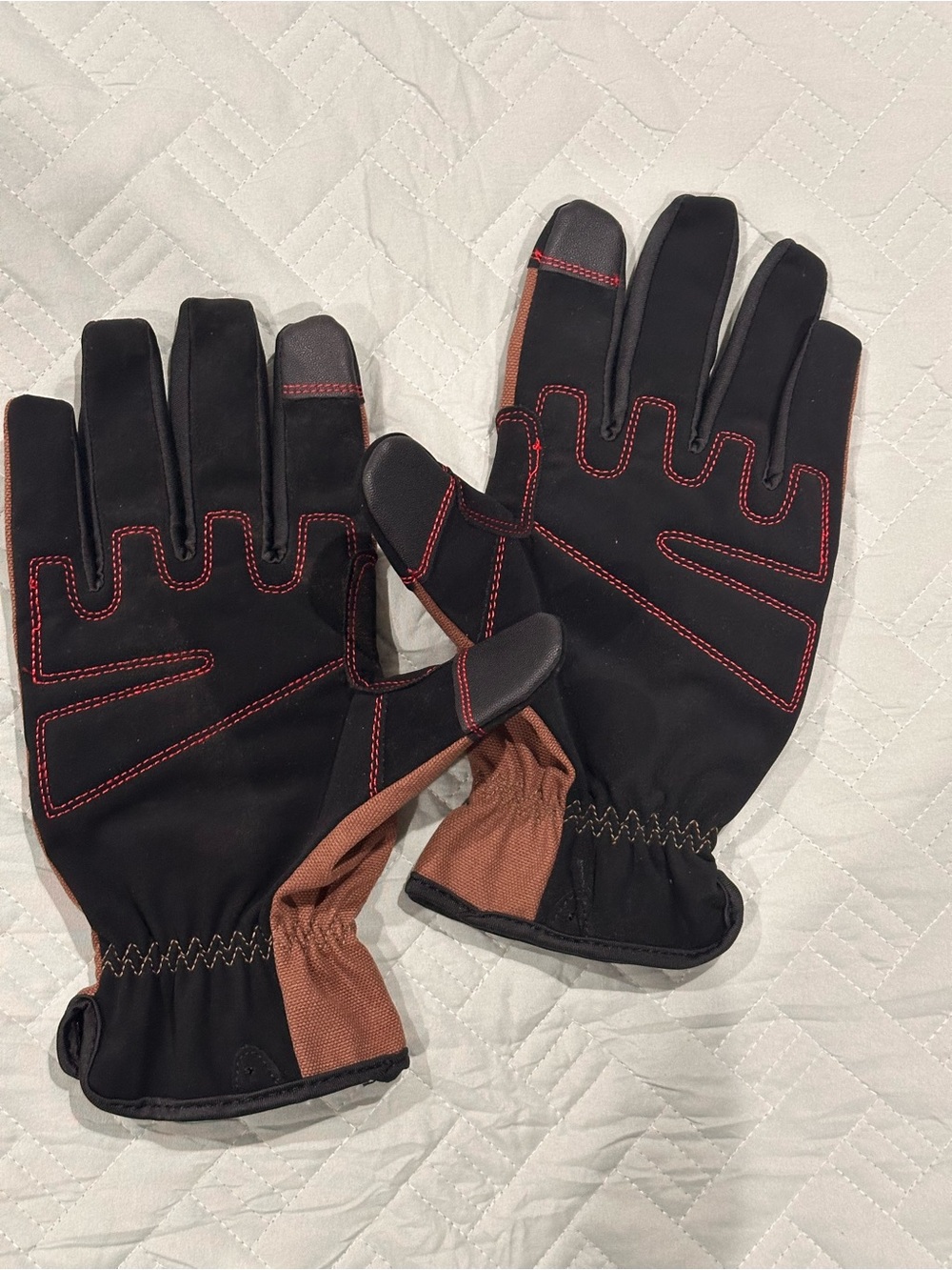 Hyper Tough Work Gloves XL Brown Black Synthetic Leather Utility Mechanic Gloves